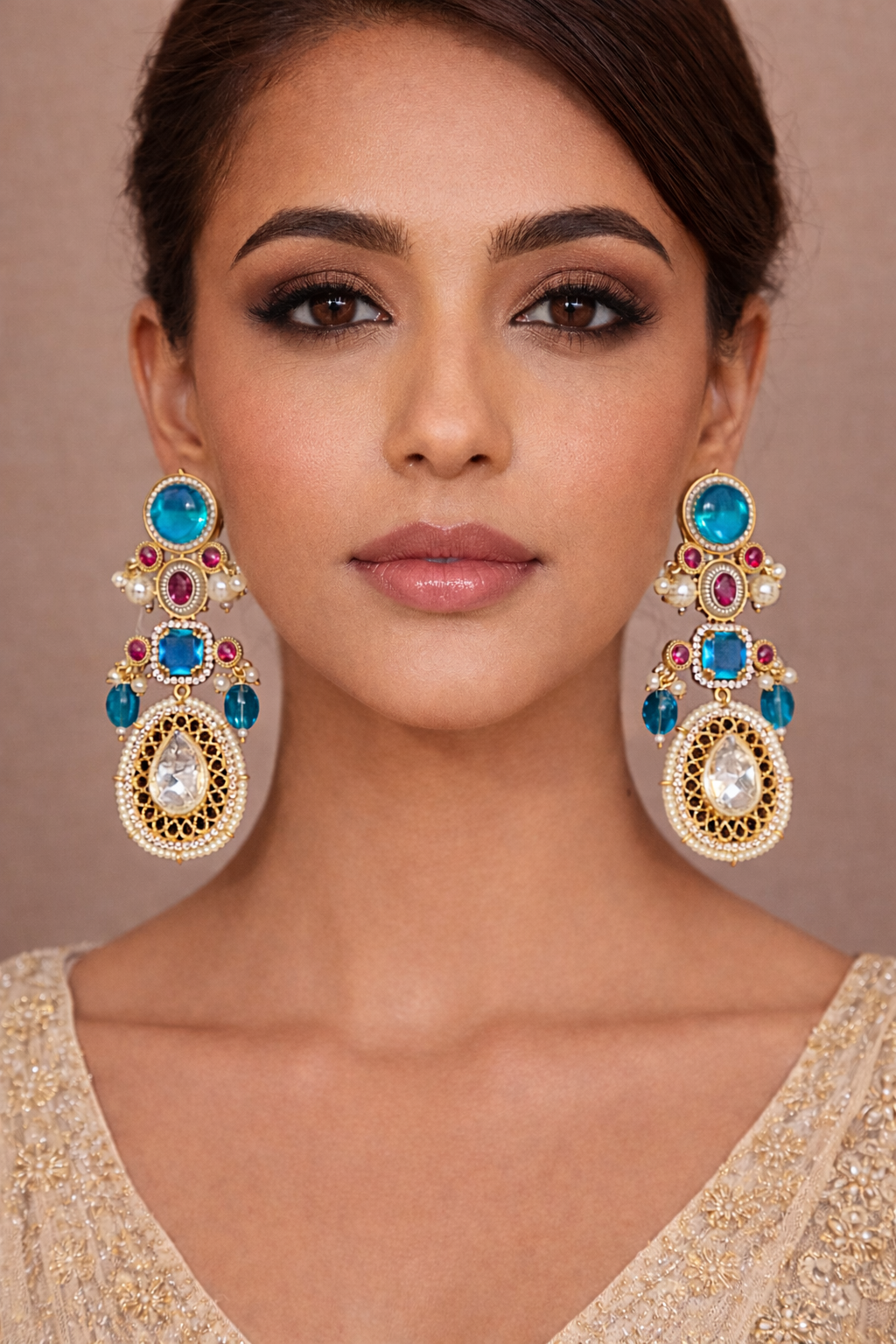 Neelam Rani Polki Chandbali Earrings