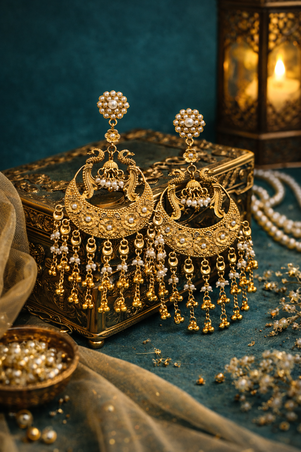 Aaranya Noor Pearl Chandbali Earrings