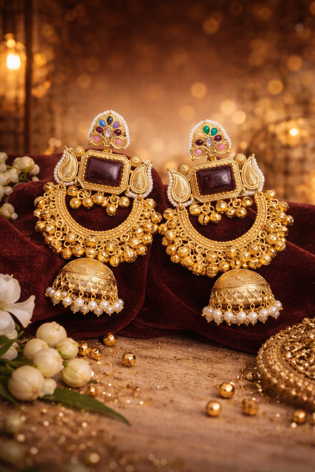 Royal Grandeur Opulent Temple Jhumkas