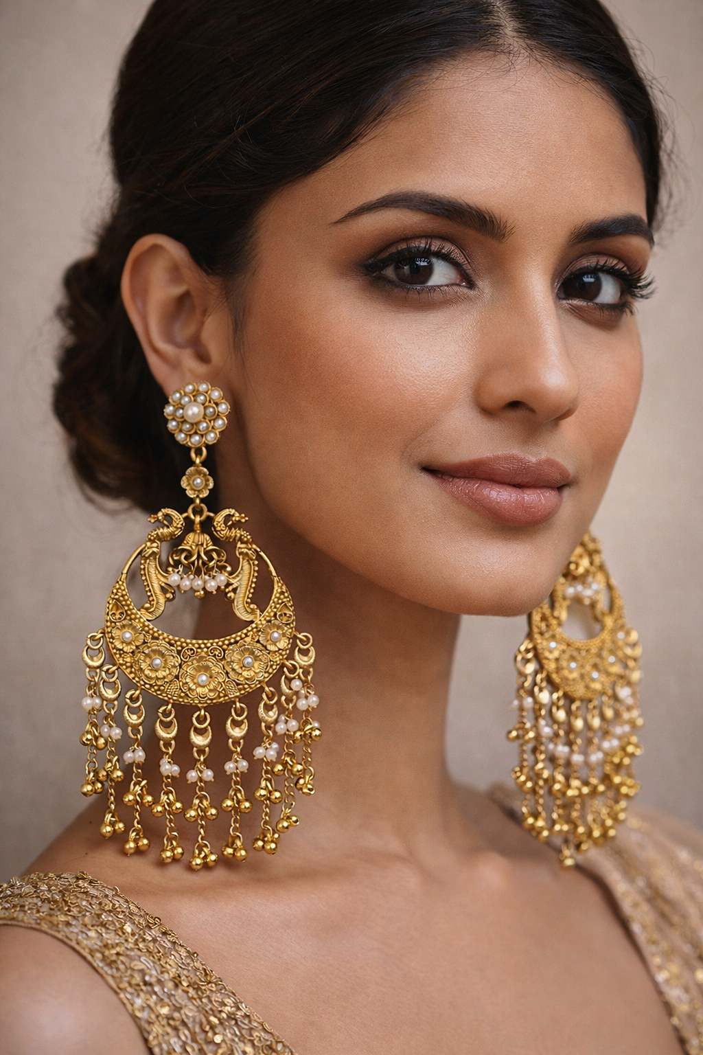Aaranya Noor Pearl Chandbali Earrings