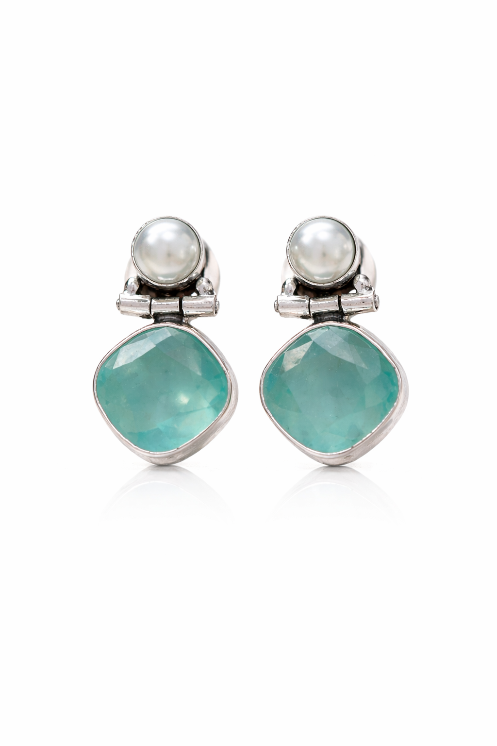 Aqua Pearl Drop Earrings