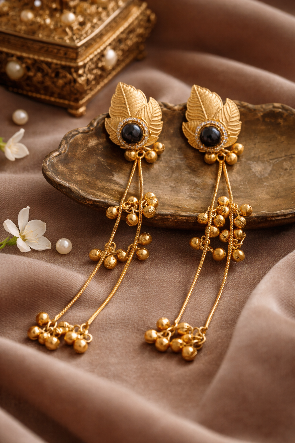 Suvarna Pallav Long Tassel Earrings