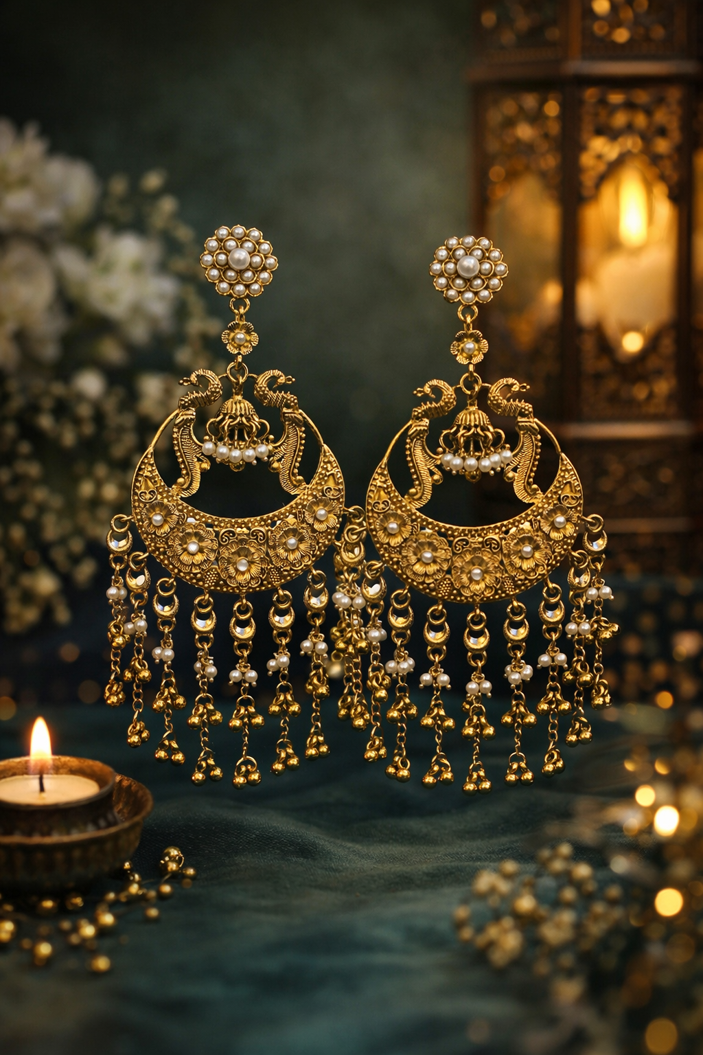 Aaranya Noor Pearl Chandbali Earrings