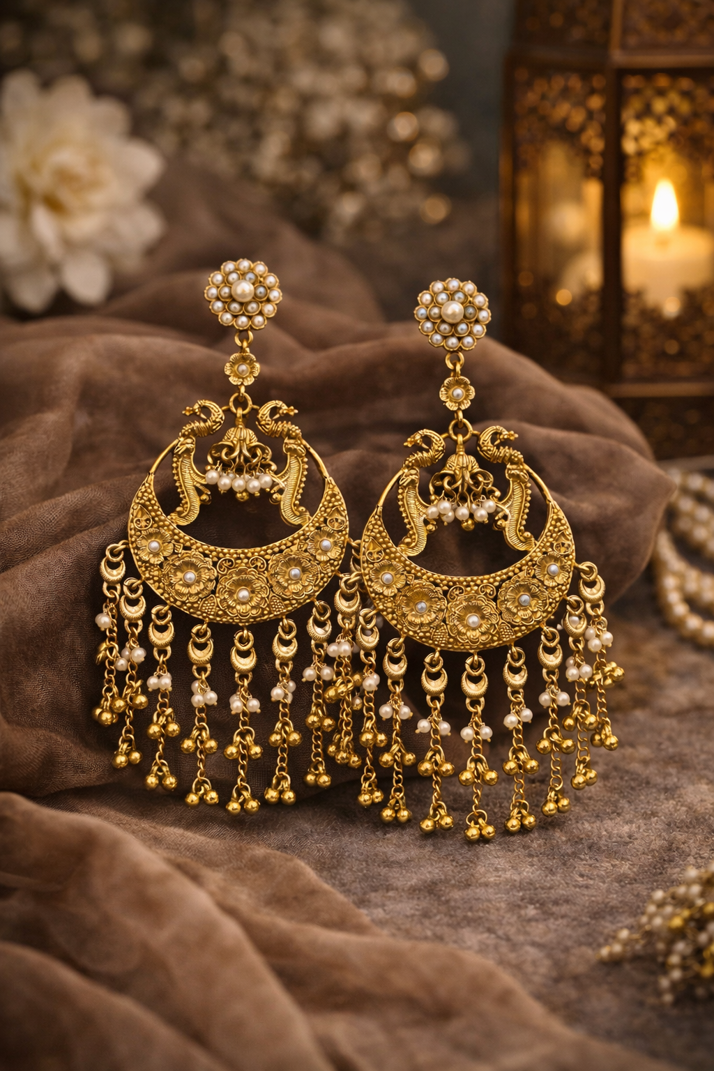 Aaranya Noor Pearl Chandbali Earrings