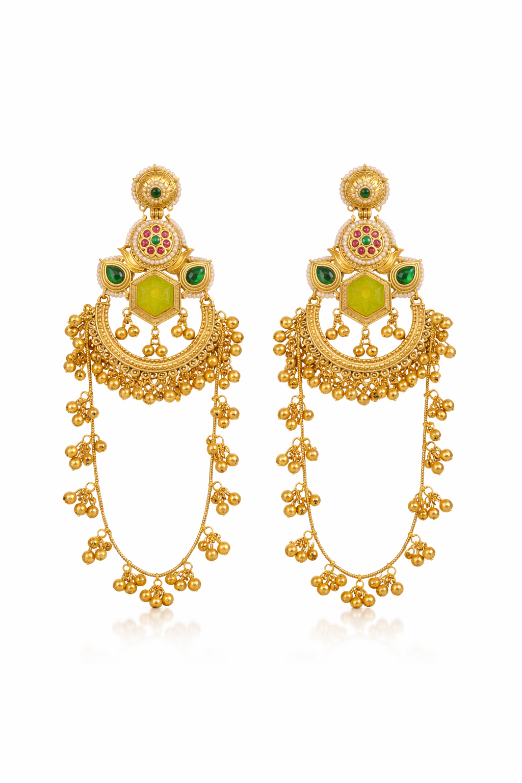 Rajwada Rangrez Chandbali Tassel Earrings