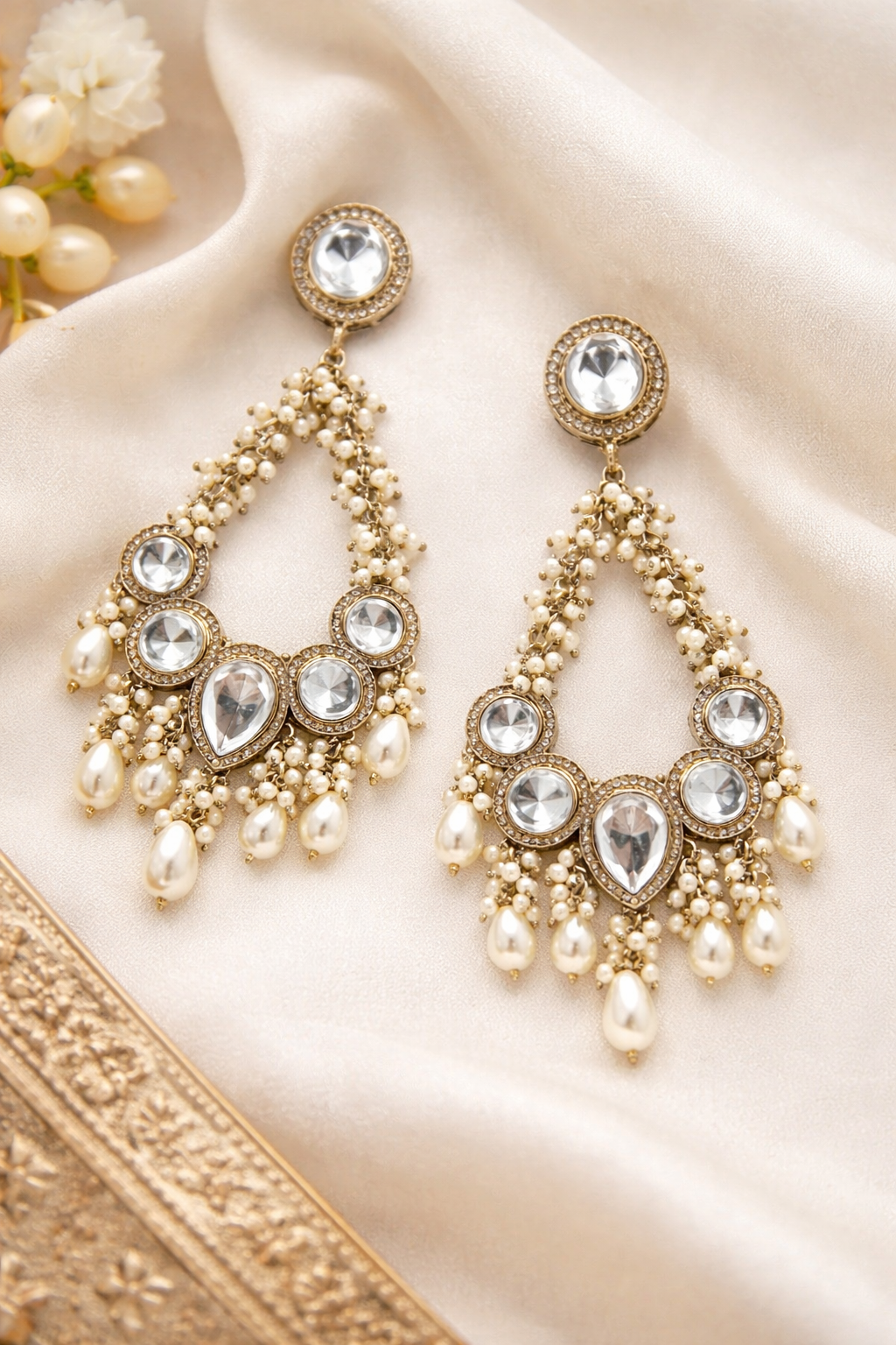 Ivory Noor Polki Pearl Earrings