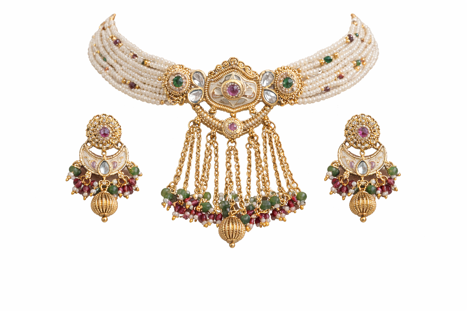 Noor Jahan Pearl Kundan Choker Set