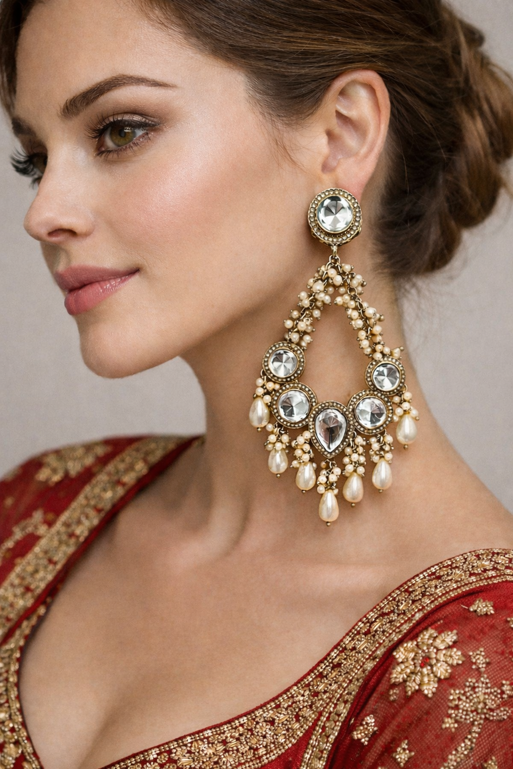 Ivory Noor Polki Pearl Earrings