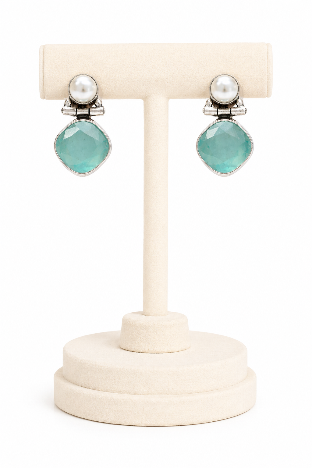 Aqua Pearl Drop Earrings