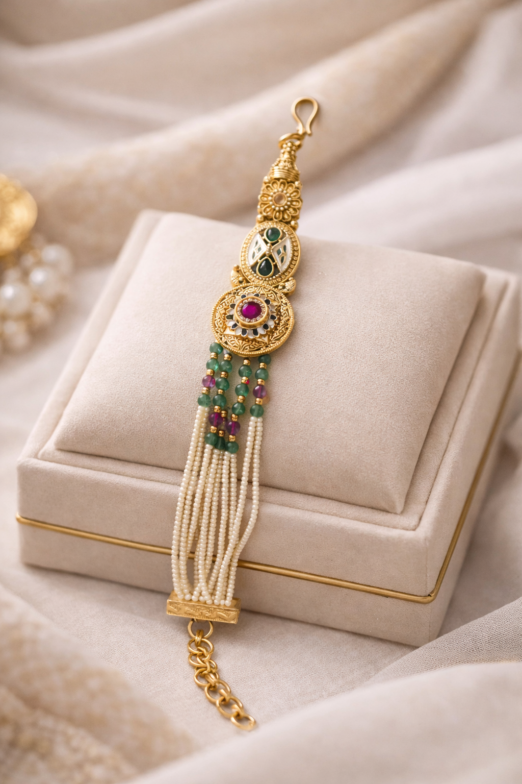 Noor Gul Pearl Hand Bracelet