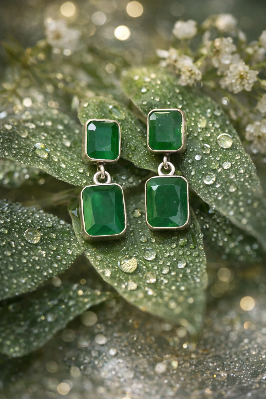 Emerald Dew Drop Earrings