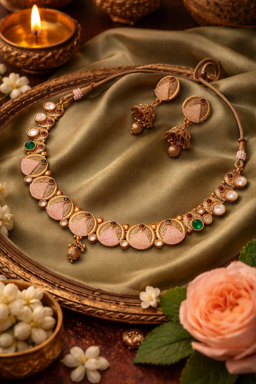 Varnika Etched Enamel Temple Set