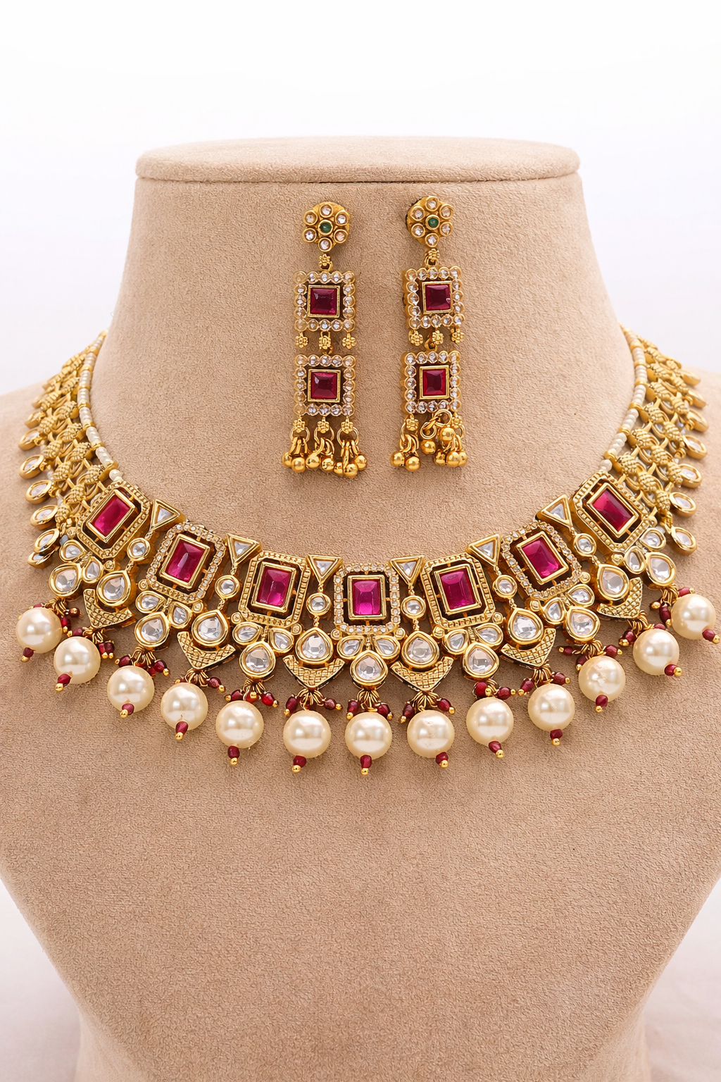 Rani Regal Moissanite Pearl Choker Set