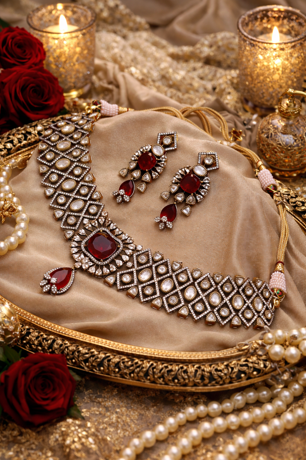 Crimson Glint Moissanite Statement Set