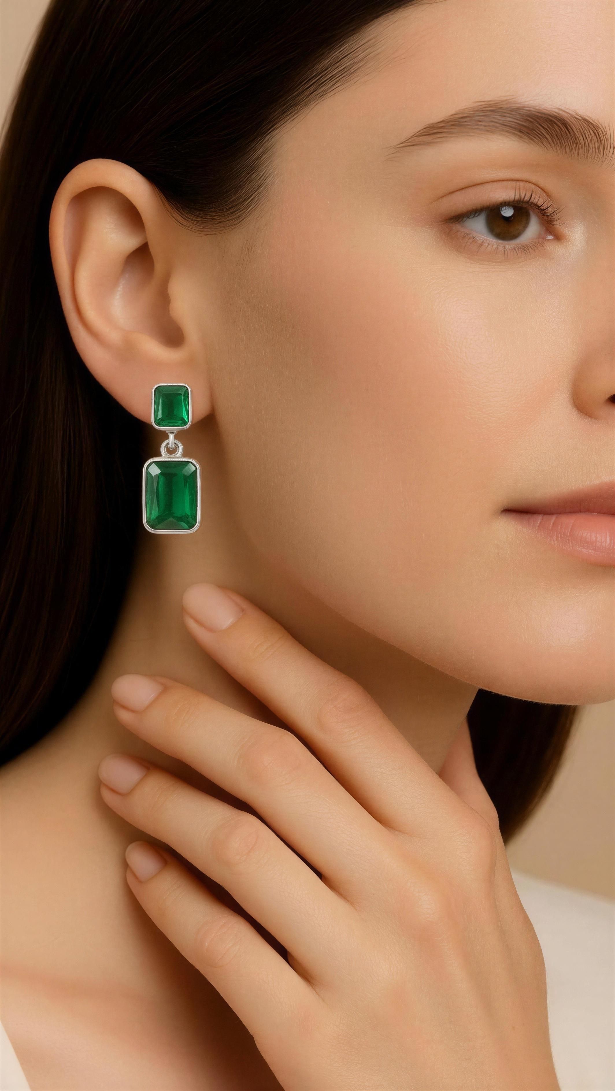 Emerald Dew Drop Earrings