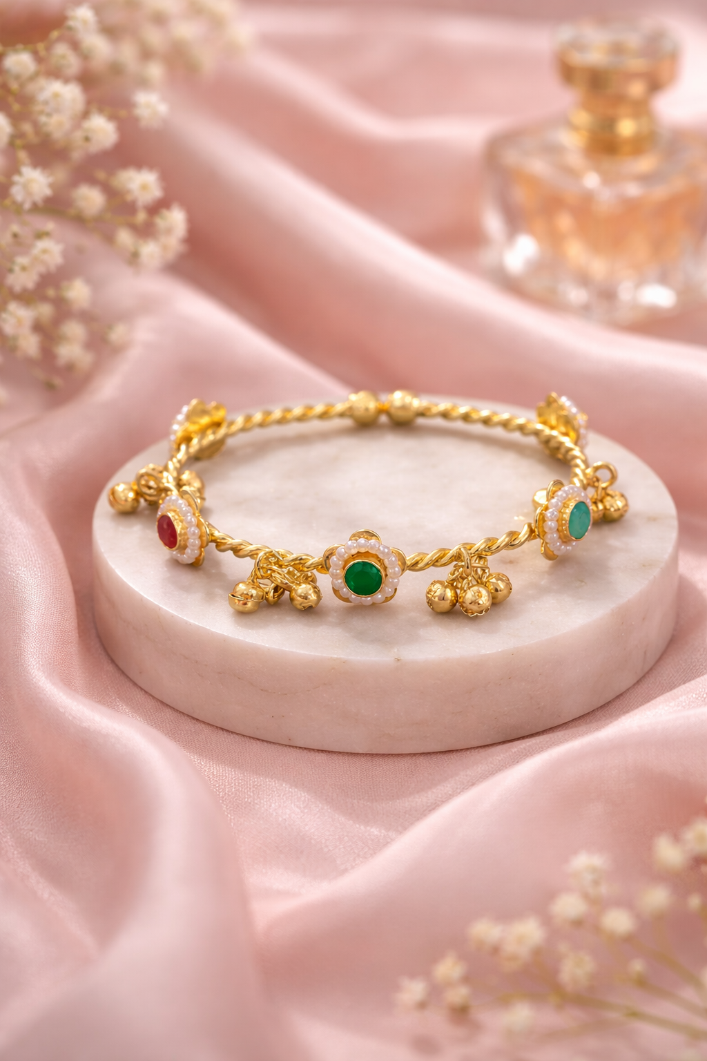 Rang Sutra Floral Ghungroo Bracelet