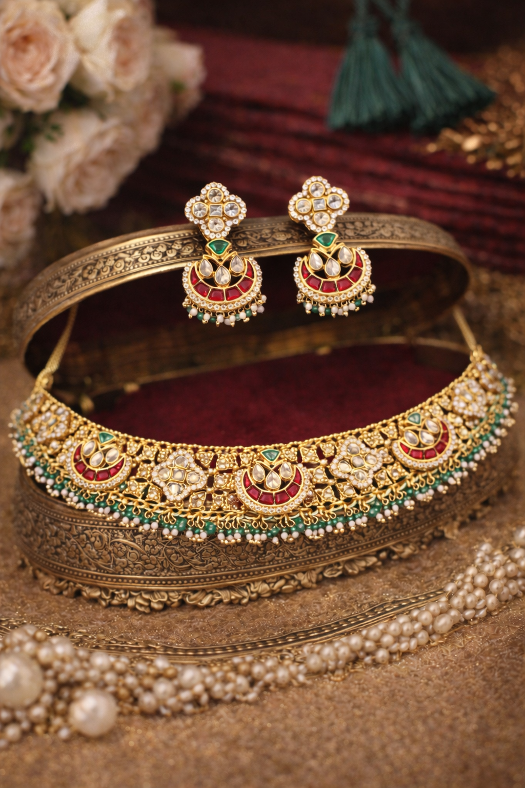 Rajwada Kundan Bloom Choker Set