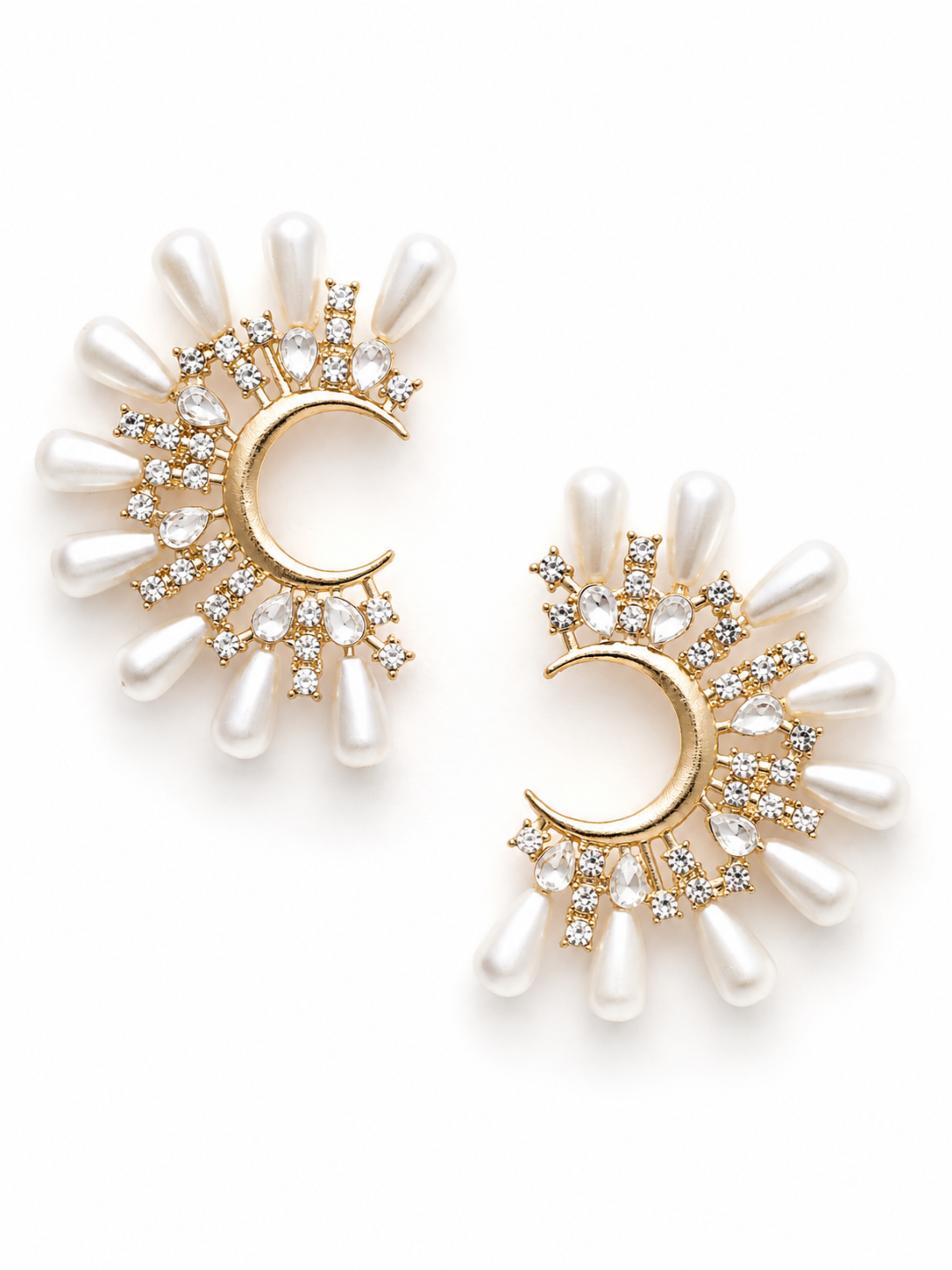 Lunara Pearl Crescent Earrings