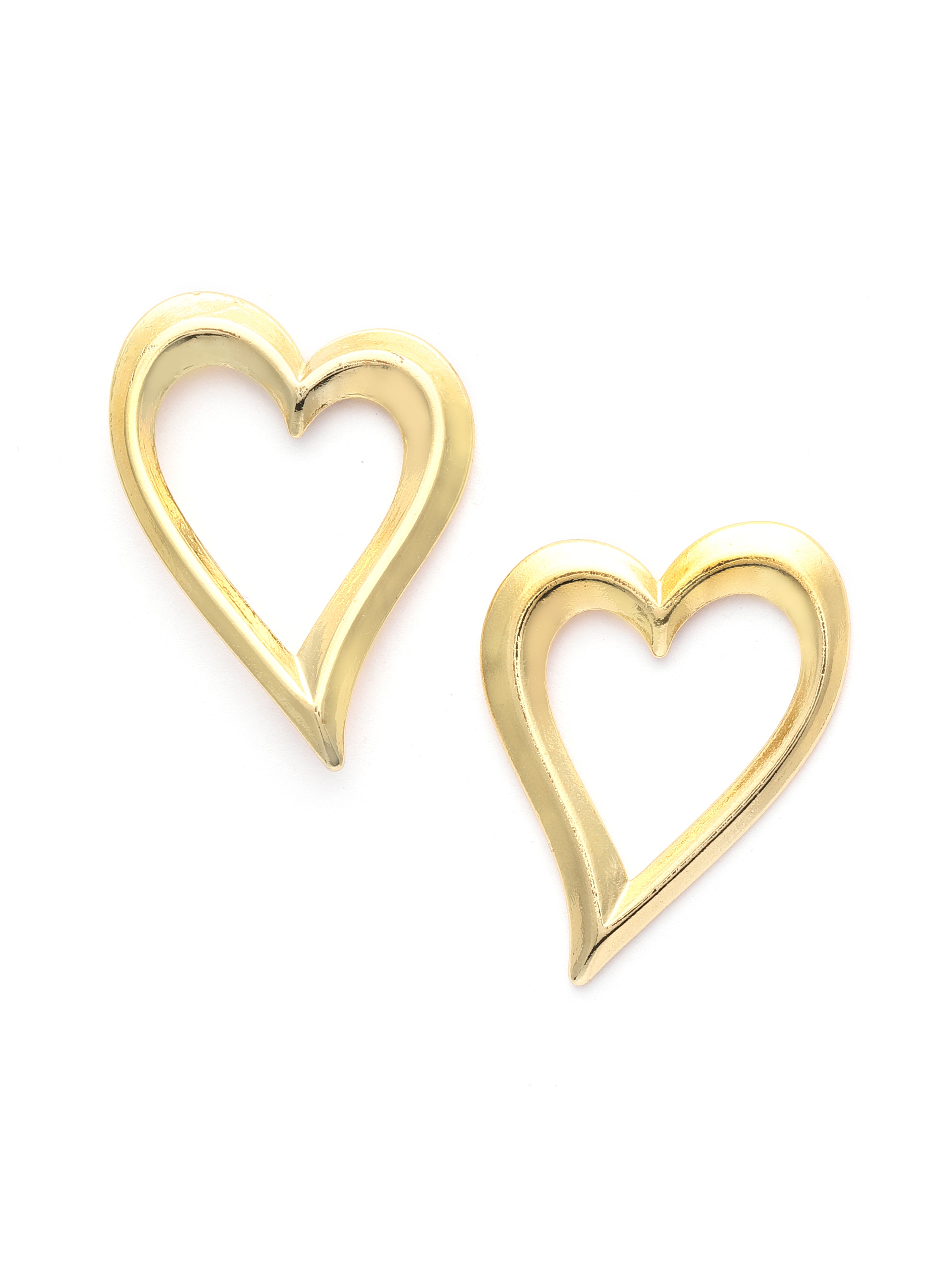 Gold heart-shaped earrings on a white background
