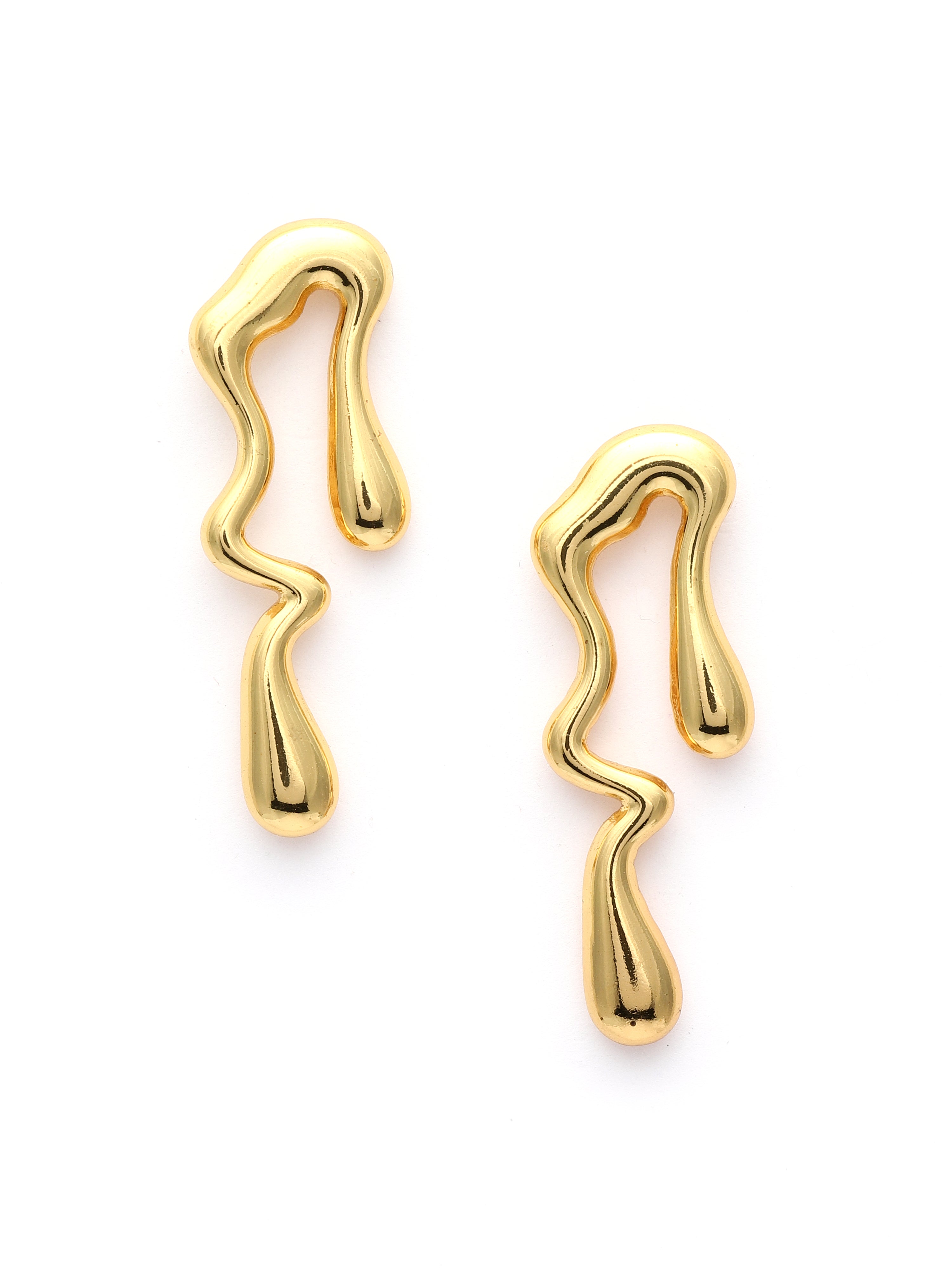 Pair of gold earrings on a white background