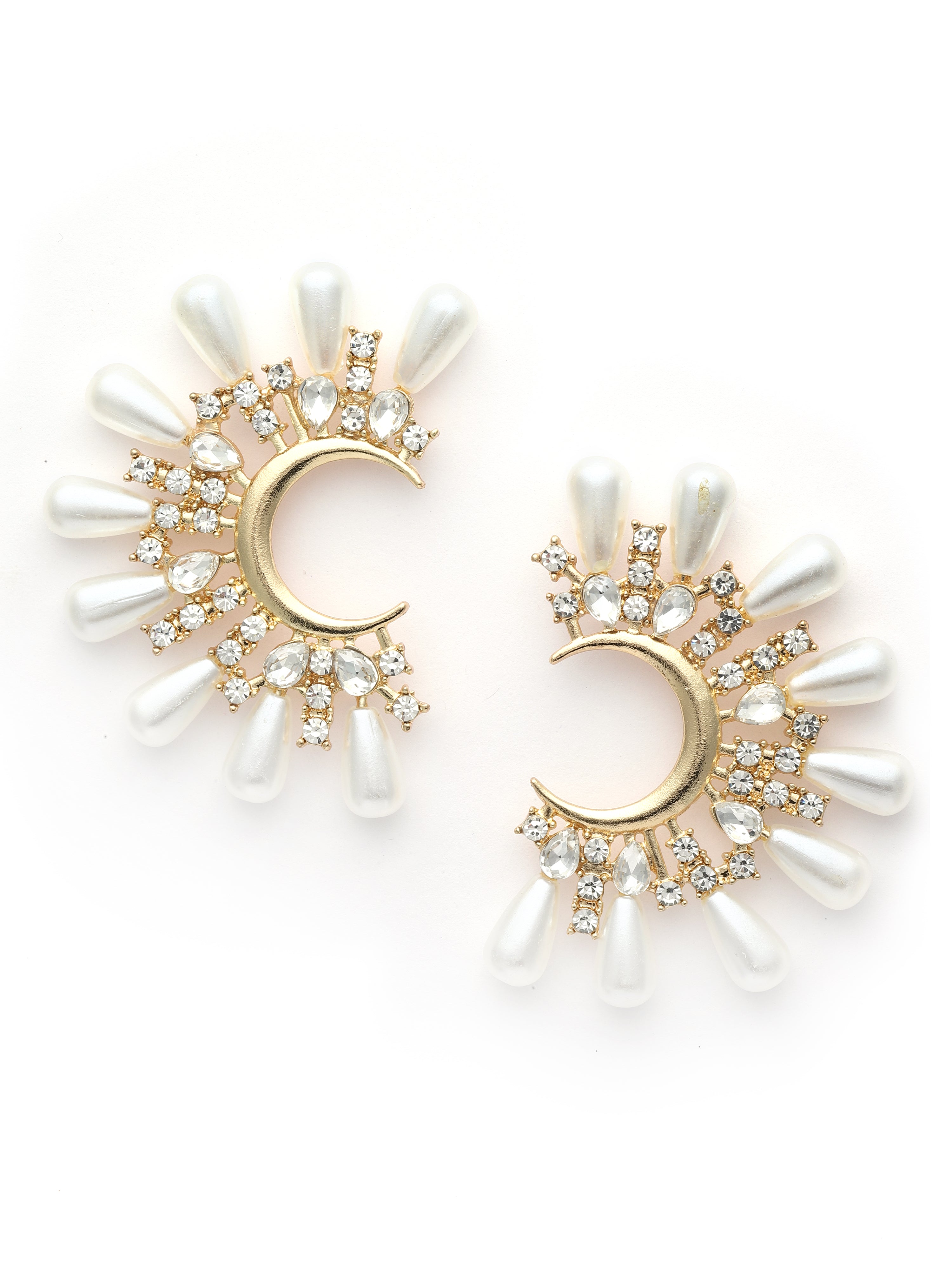 Lunara Pearl Crescent Earrings