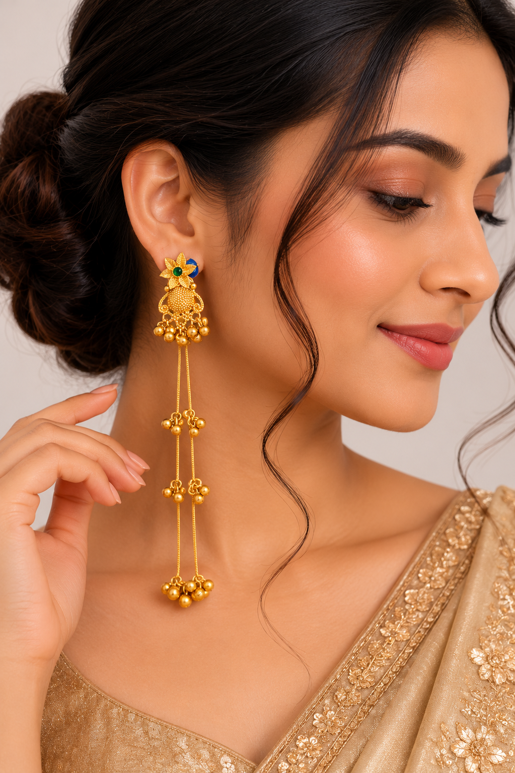Swarna Noor Long Jhumka Earrings