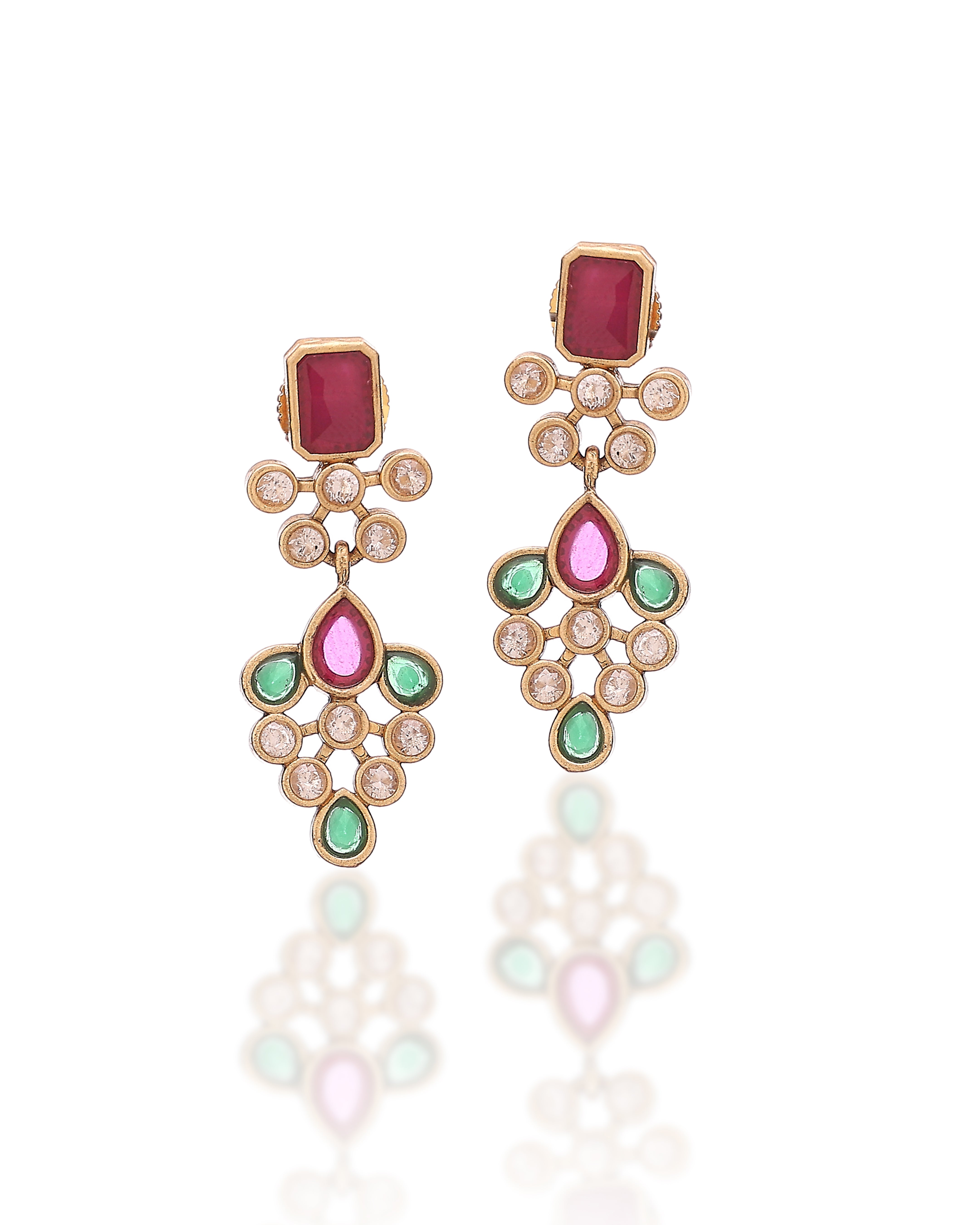 Rudramini Moissanite Ruby-Emerald Choker Set