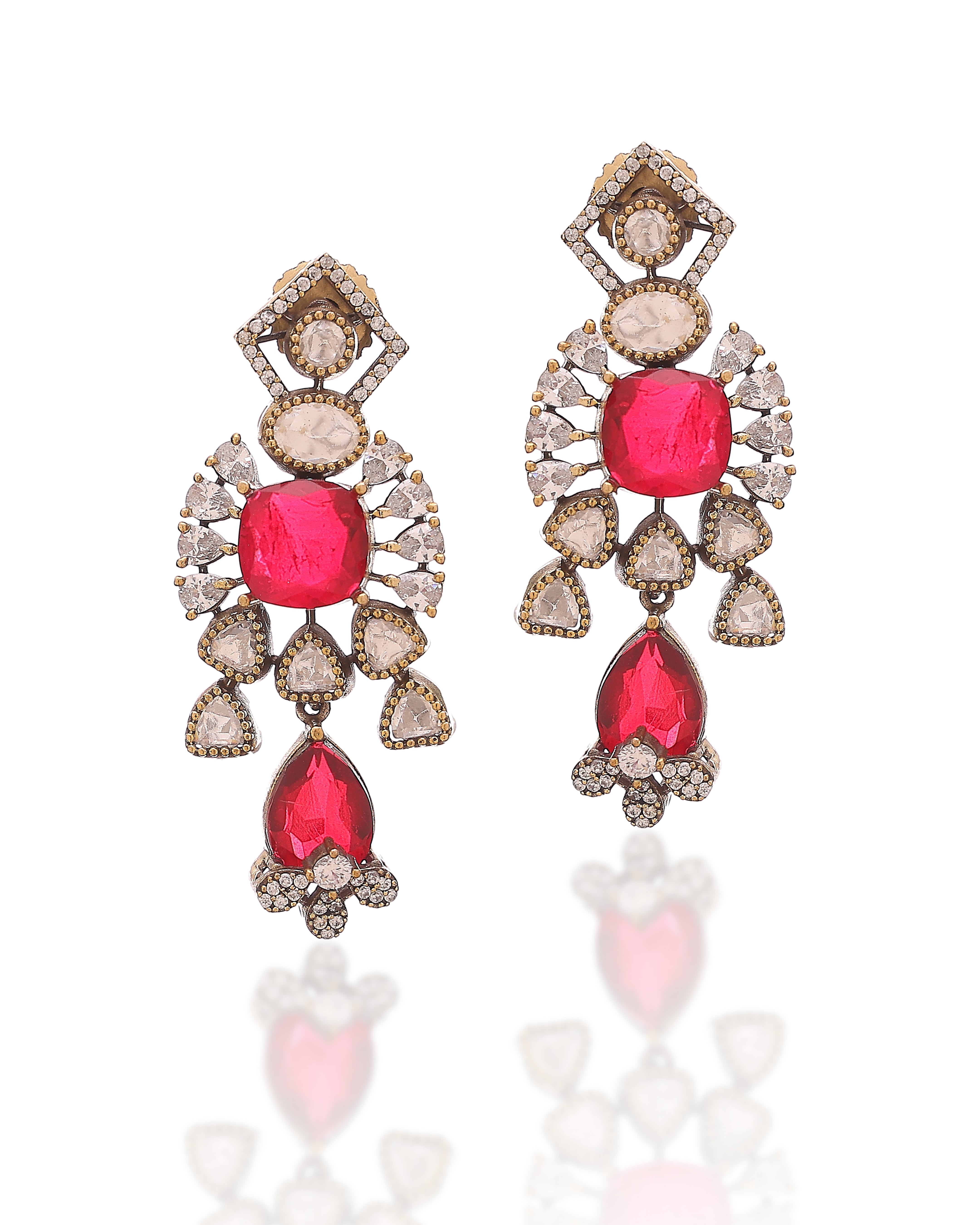 Crimson Glint Moissanite Statement Set