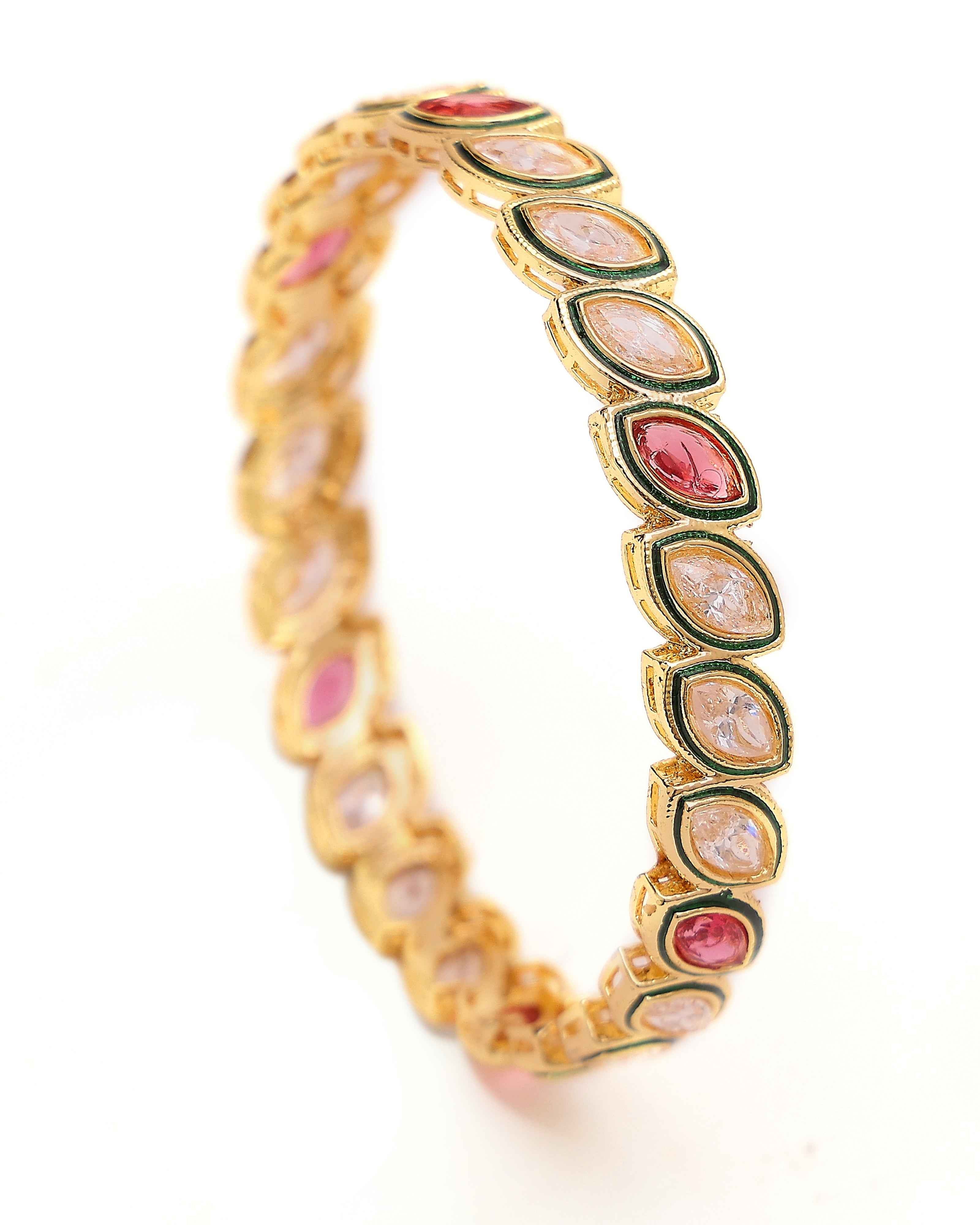 Noor Jaal Kundan-Red Statement Bangles (Pair)
