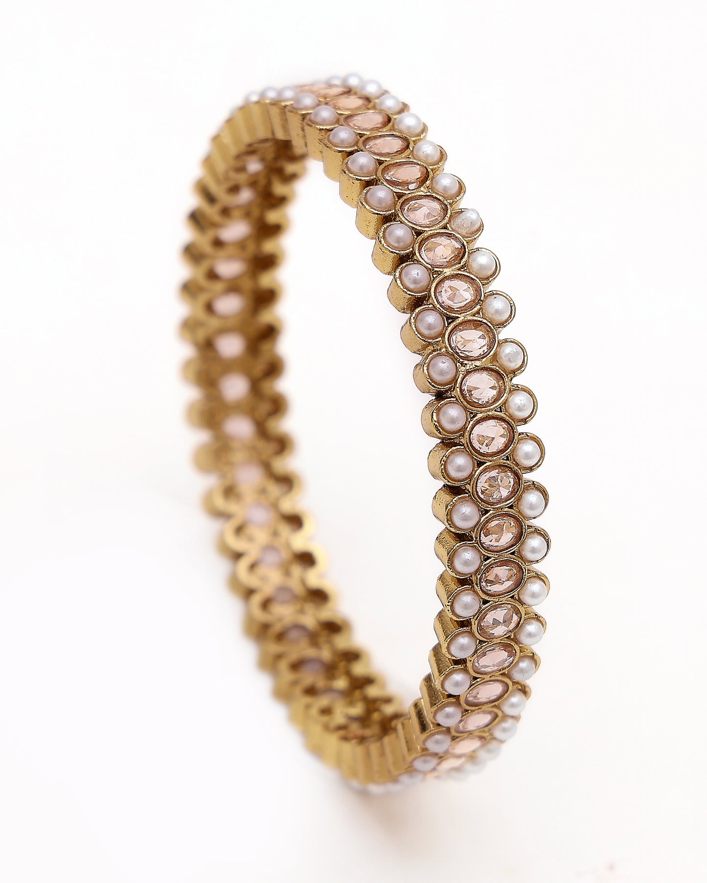 Raunaq Triple Row Pearl-Kundan Bridal Bangles