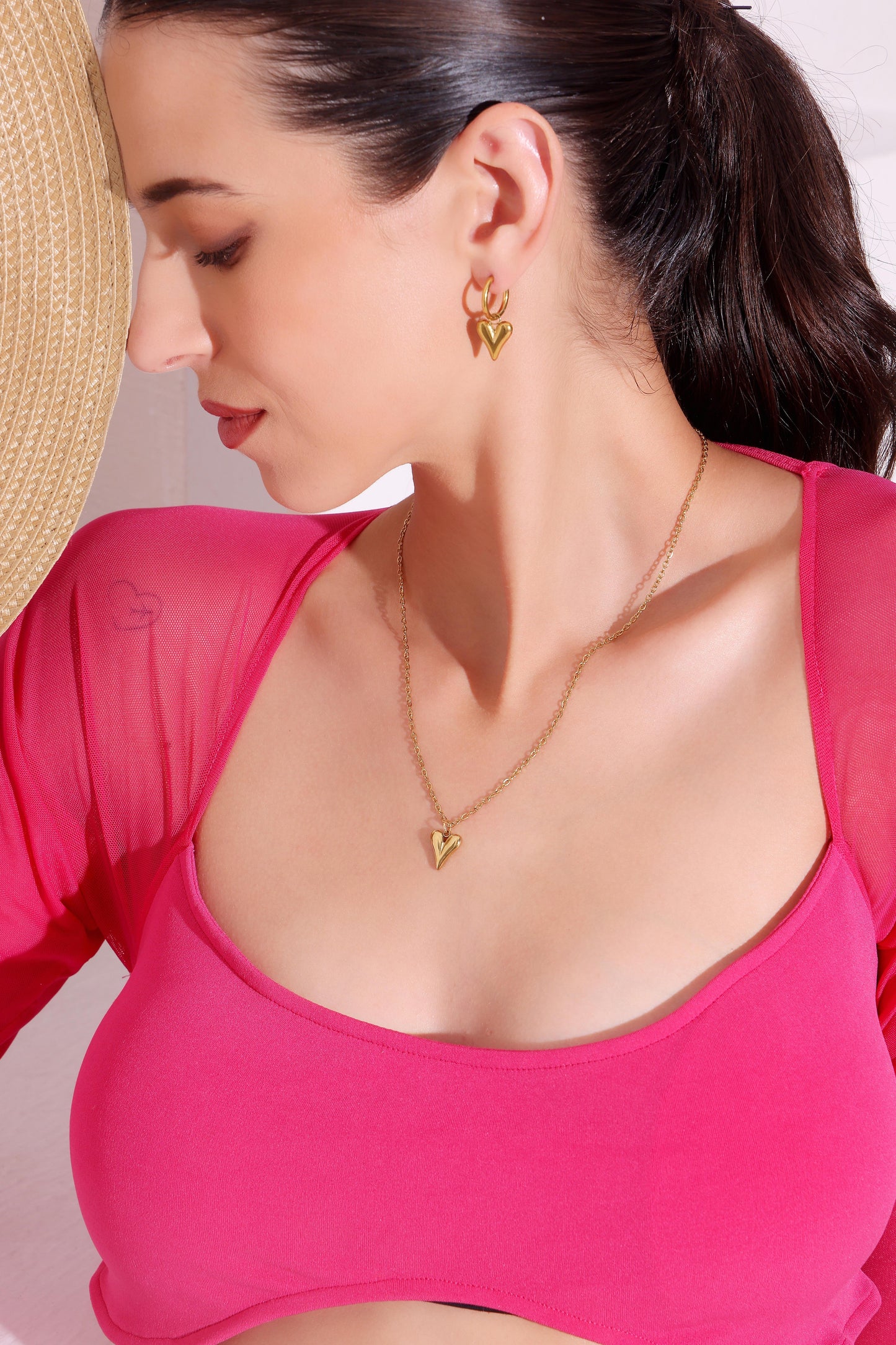 Model wearing Auric Love Necklace – front view
