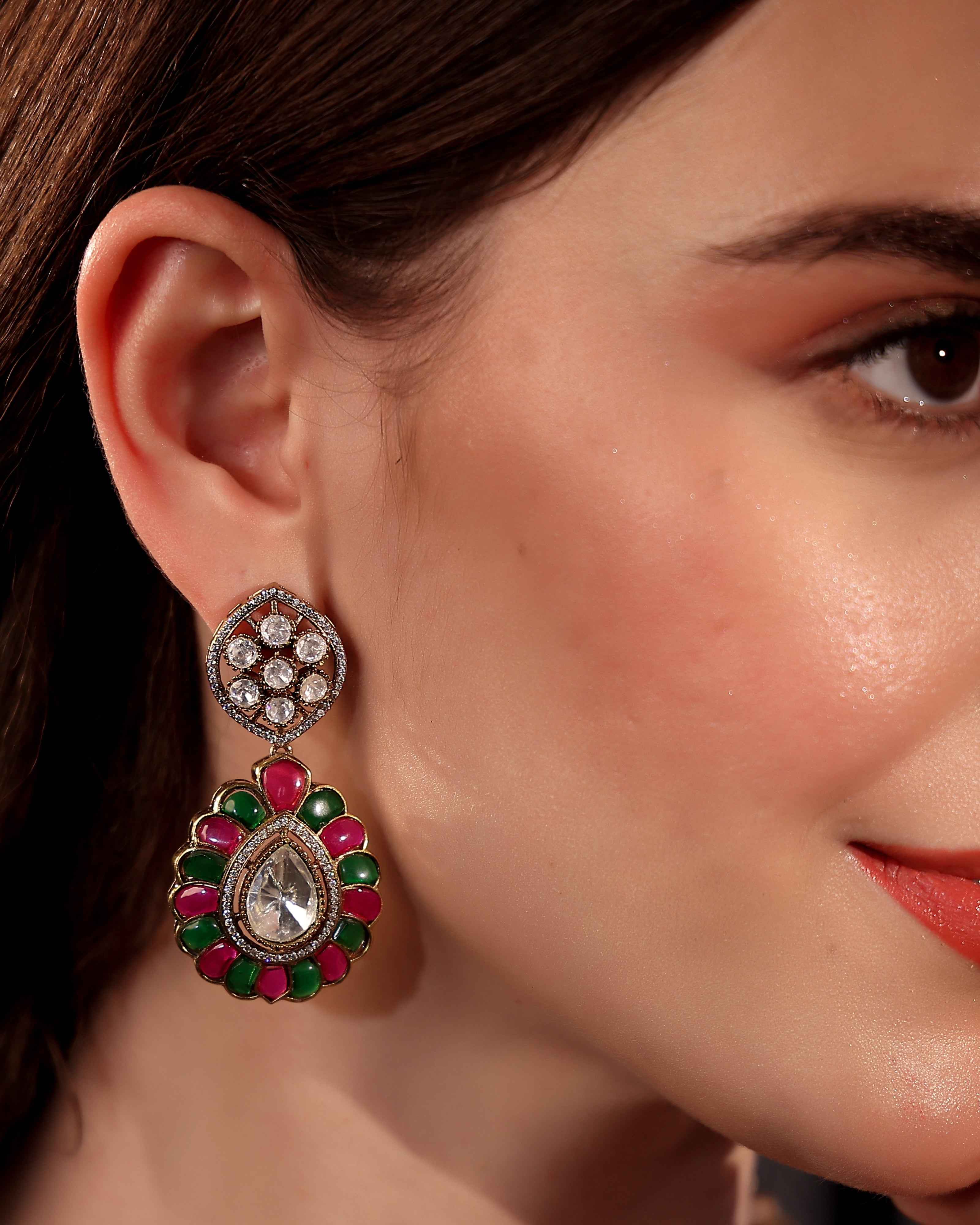 Peacock Fleur Moissanite Enamel Set
