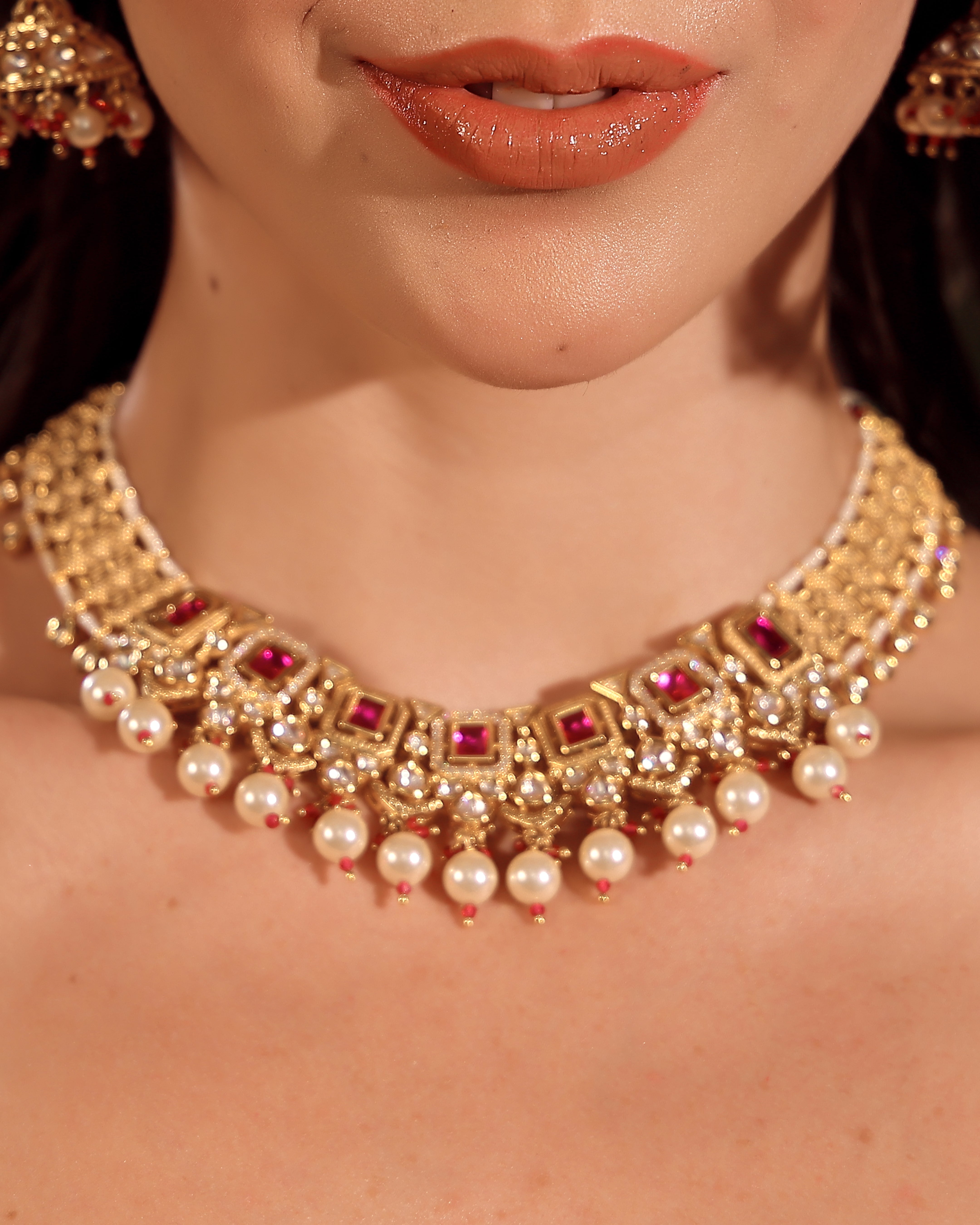 Rani Regal Moissanite Pearl Choker Set