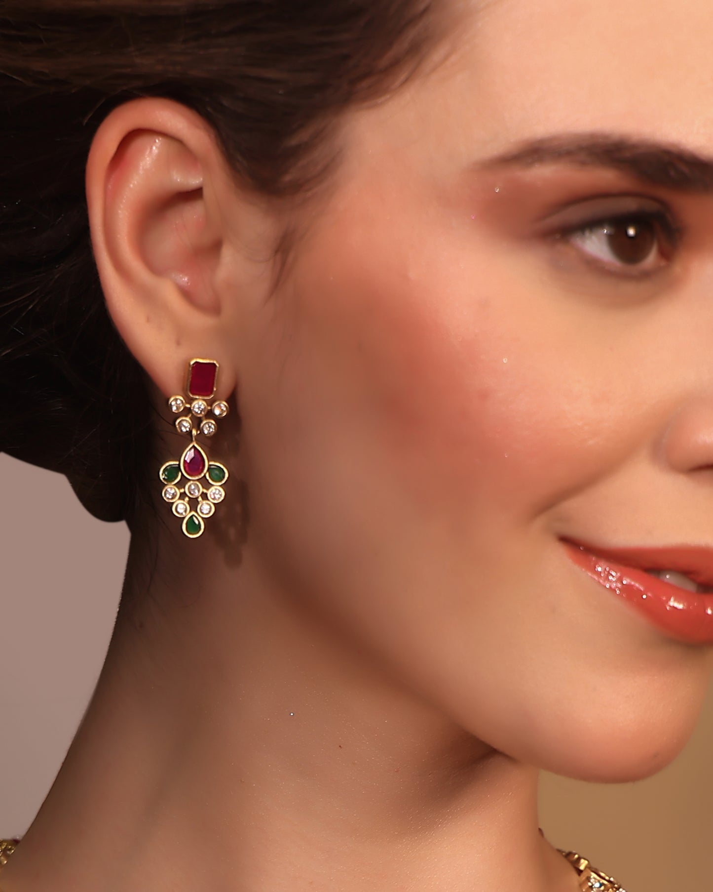 Rudramini Moissanite Ruby-Emerald Choker Set