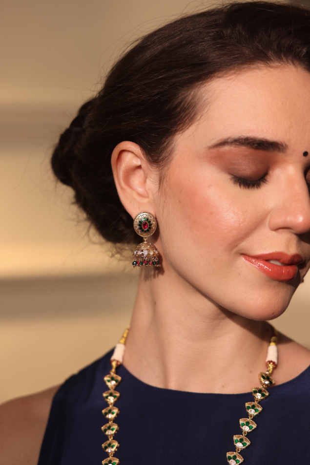 Rajdeepa Polki Square Meenakari Set