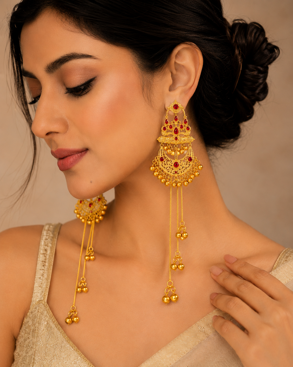 Rajshree Devi Temple Tassel Earrings