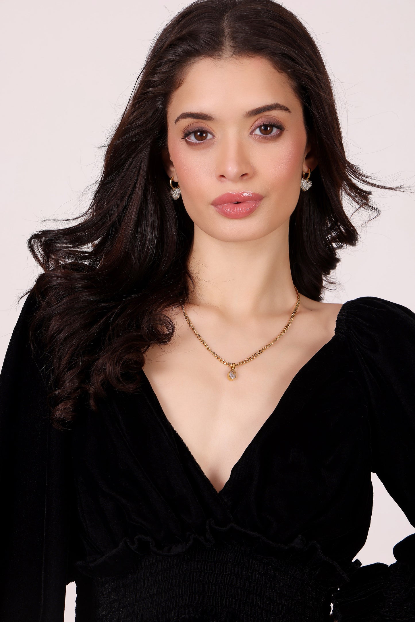Model wearing Sol Pendant Chain – front view