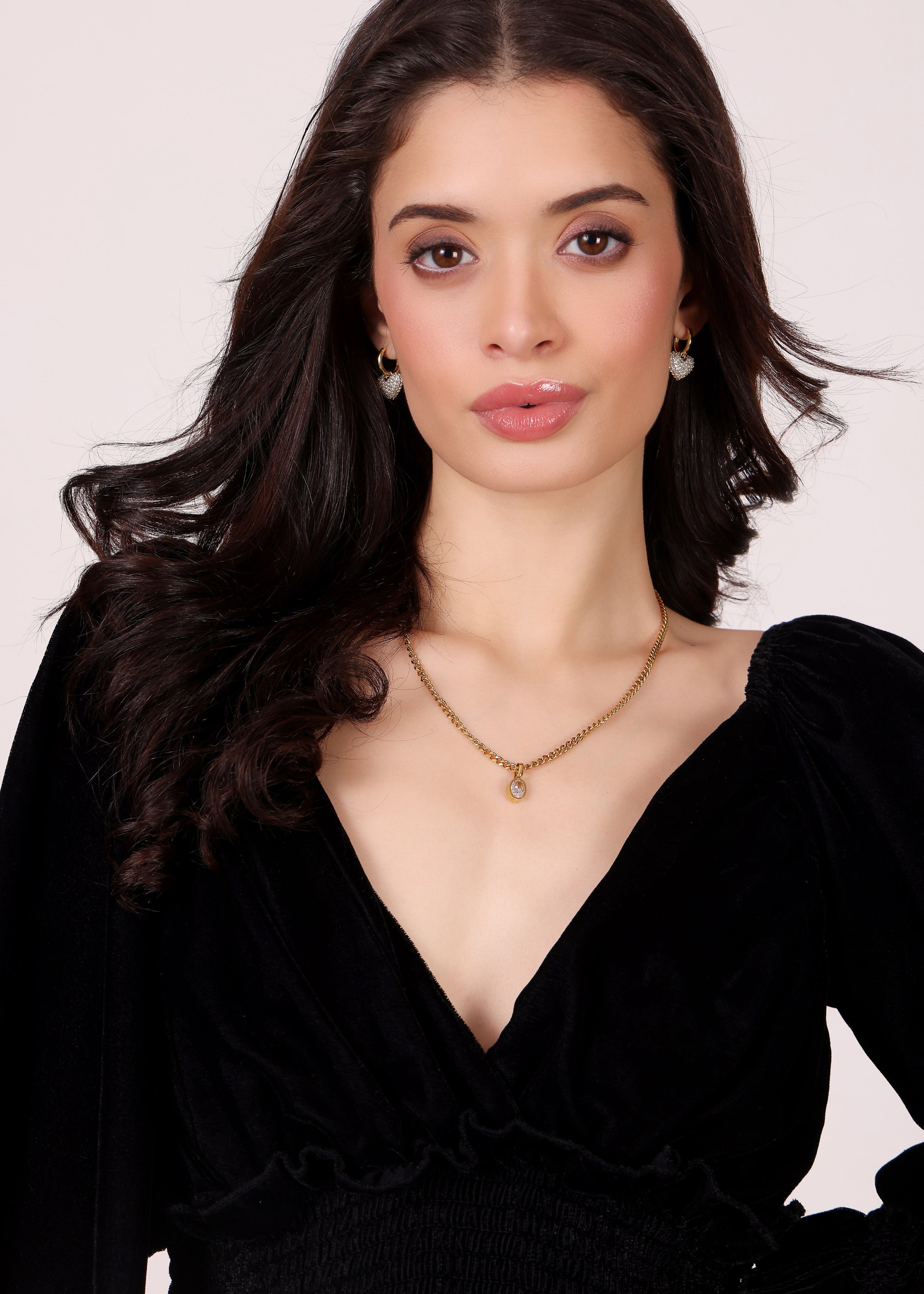 Model wearing Sol Pendant Chain – front view
