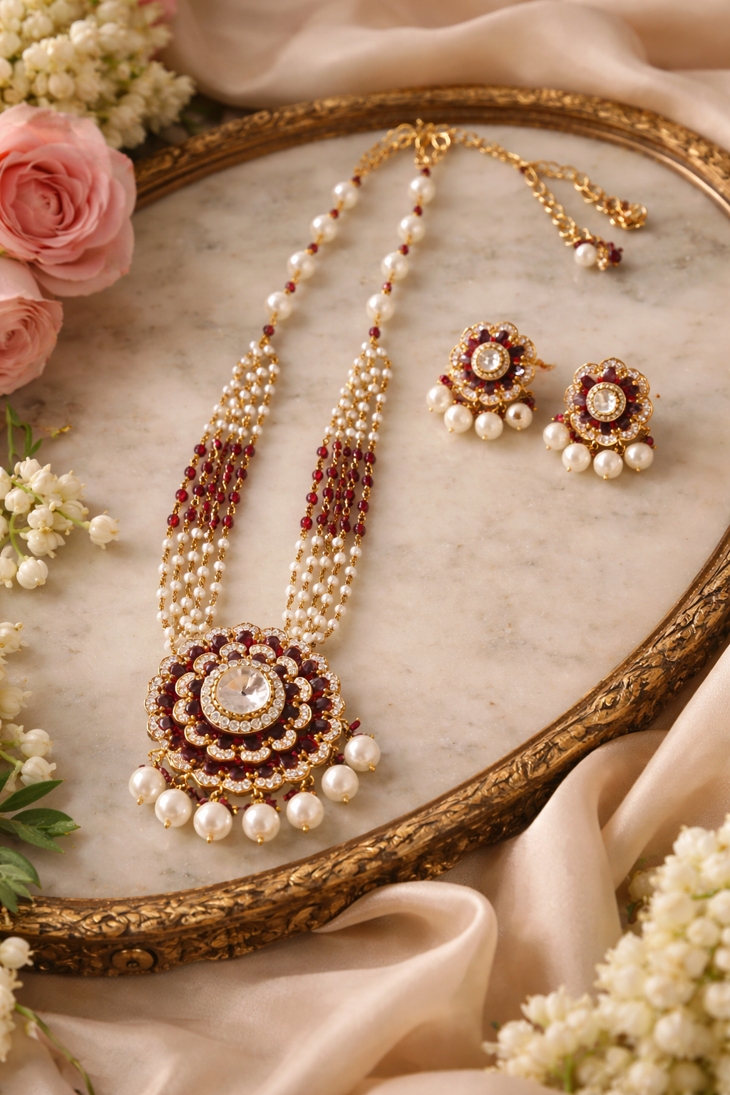 Ruby Pearl Blossom Set