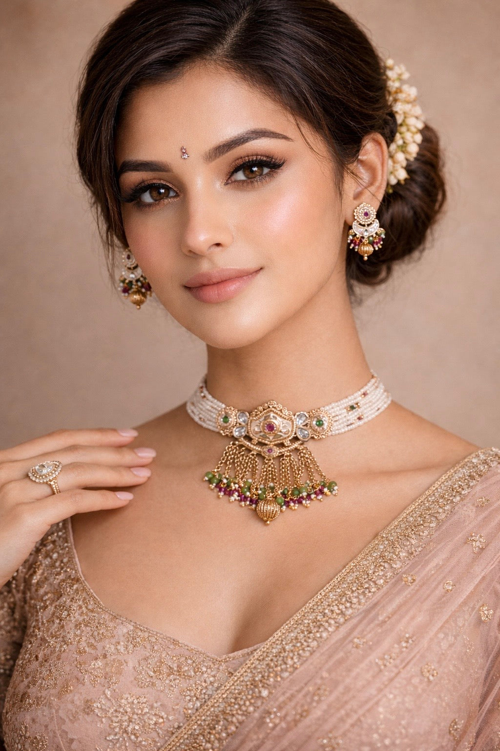 Noor Jahan Pearl Kundan Choker Set