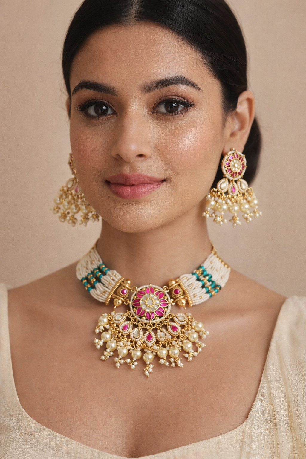Ivory Gulnaar Kundan Choker Set