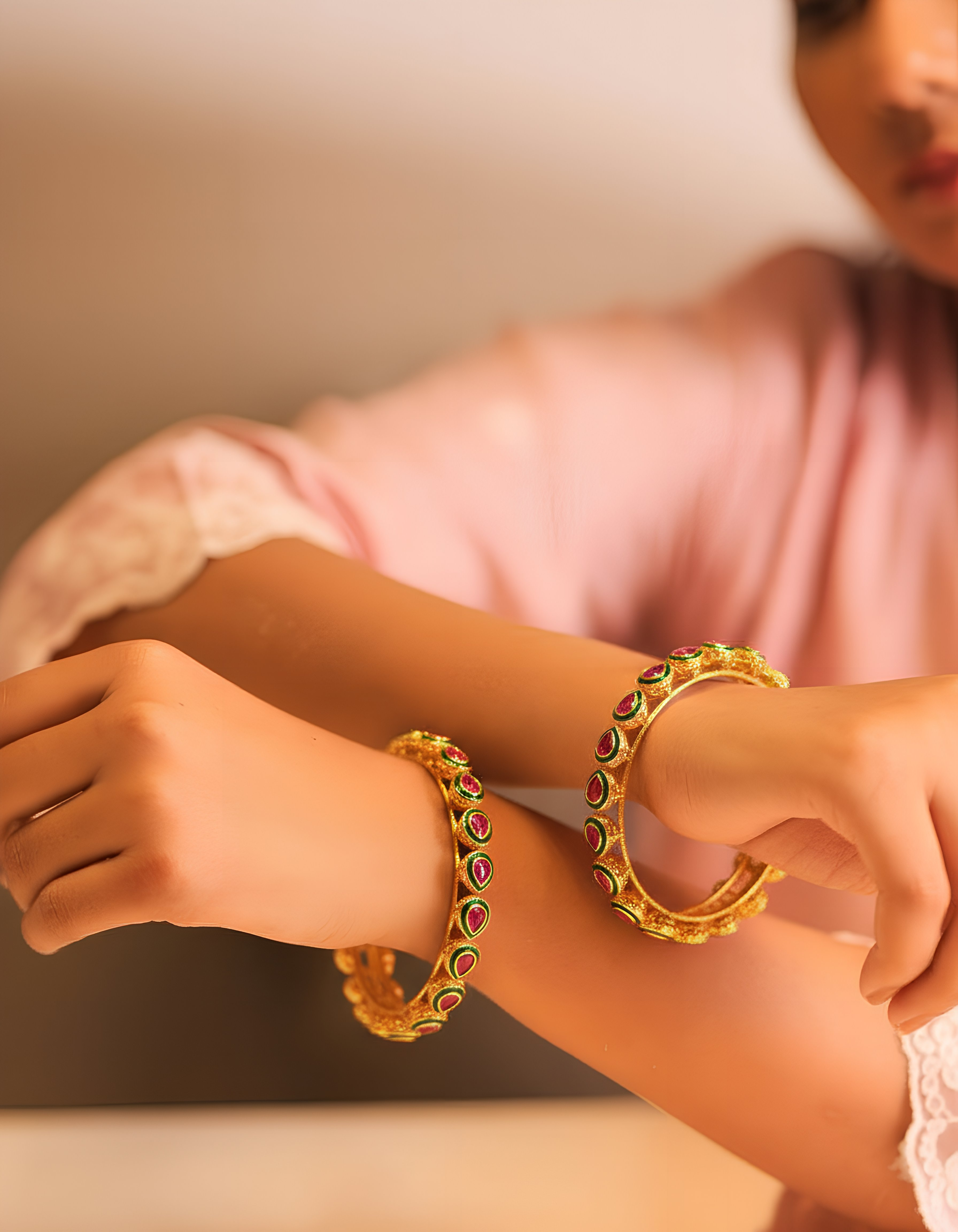 Ruhani Ruby Teardrop Polki Bangles