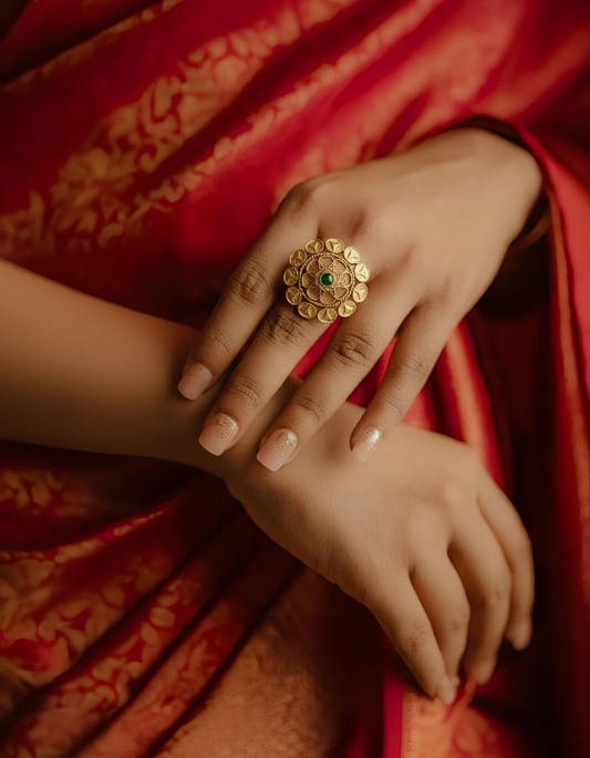 Padmika Antique Lotus Ring