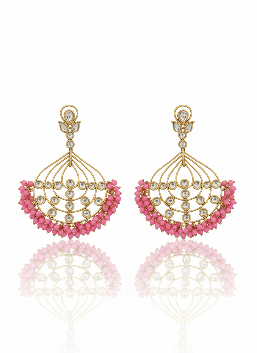 Rosy Meenakari Splendour Earrings