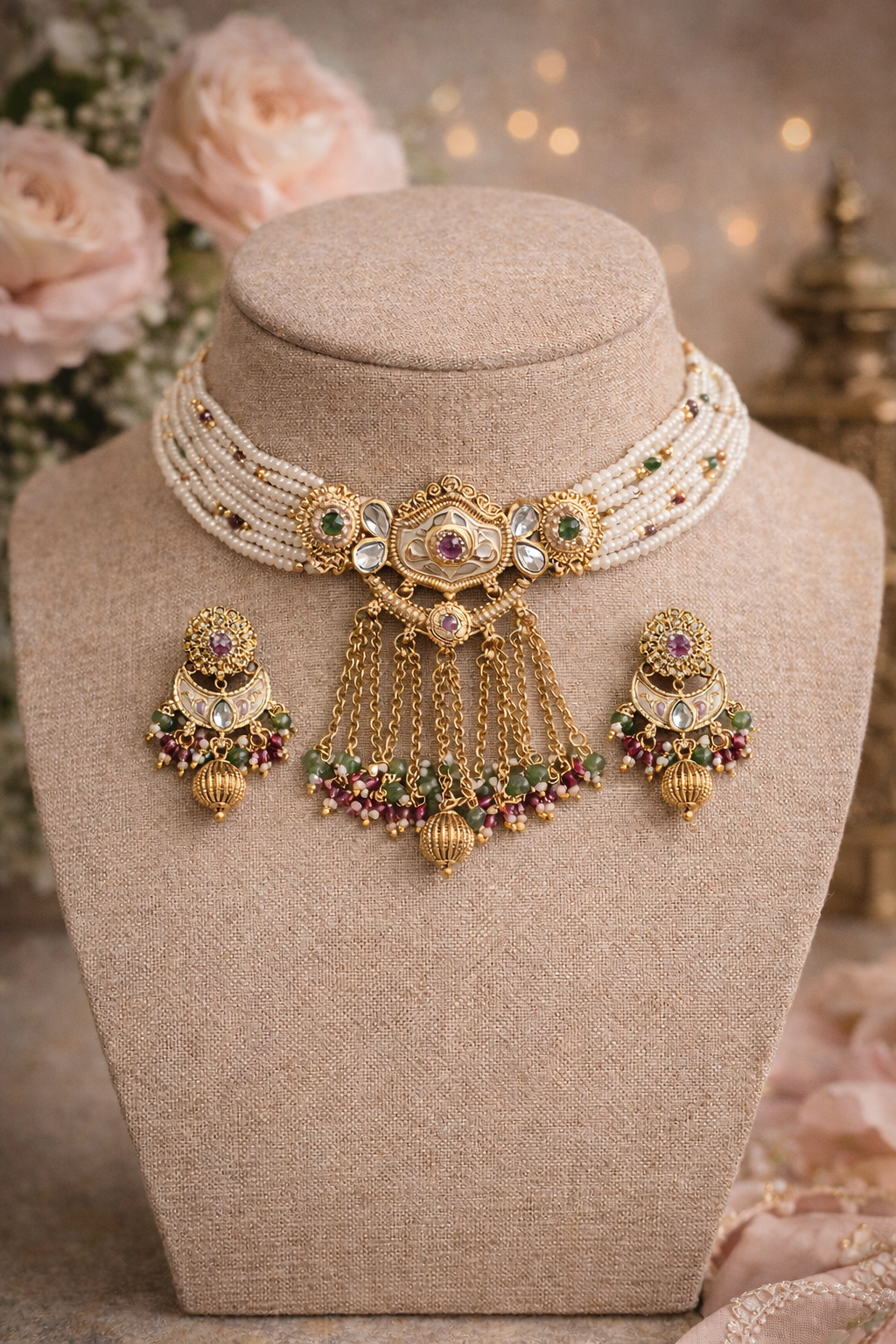 Noor Jahan Pearl Kundan Choker Set