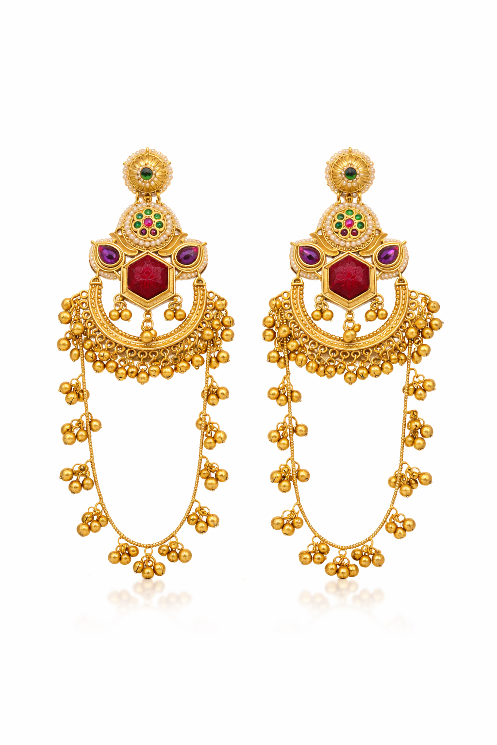 Rajwada Rangrez Chandbali Tassel Earrings