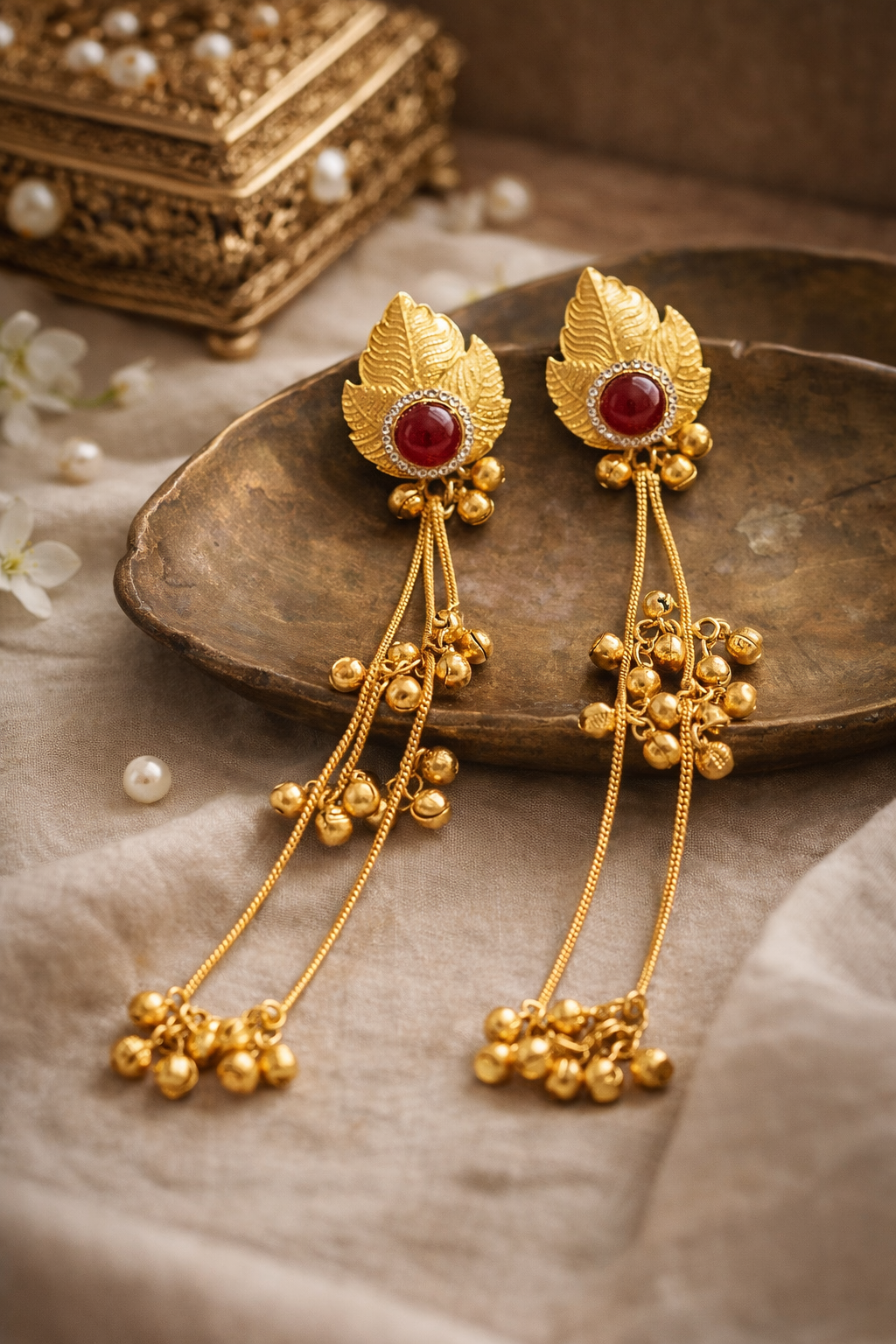 Suvarna Pallav Long Tassel Earrings