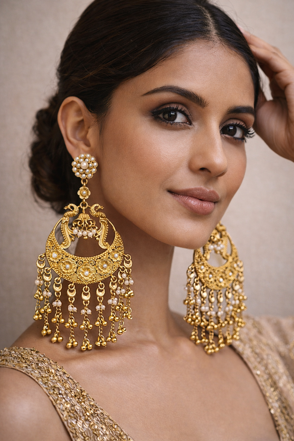 Aaranya Noor Pearl Chandbali Earrings