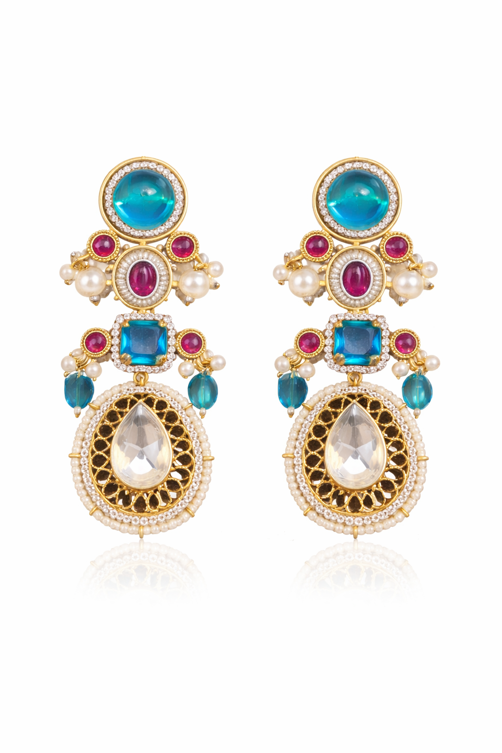 Neelam Rani Polki Chandbali Earrings