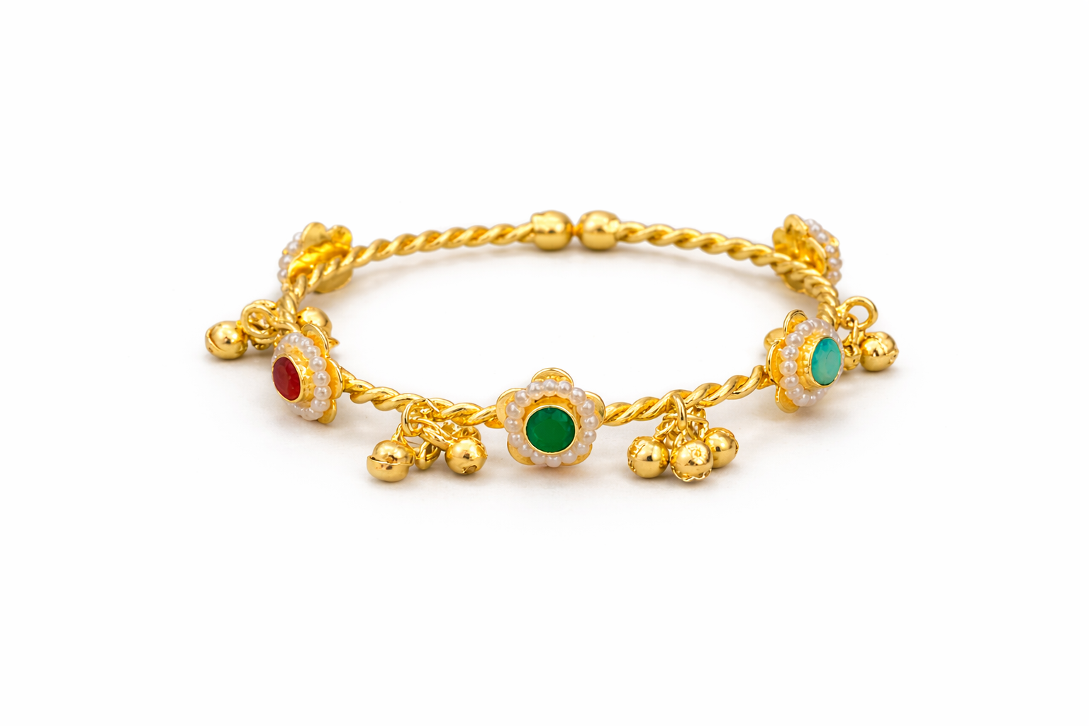 Rang Sutra Floral Ghungroo Bracelet